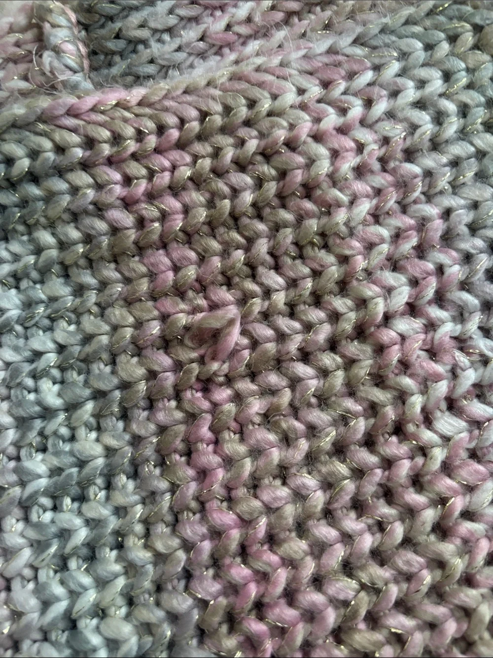 New York & Company Pink, Gray and Cream Ombre Chunky Knit Scarf infinity style